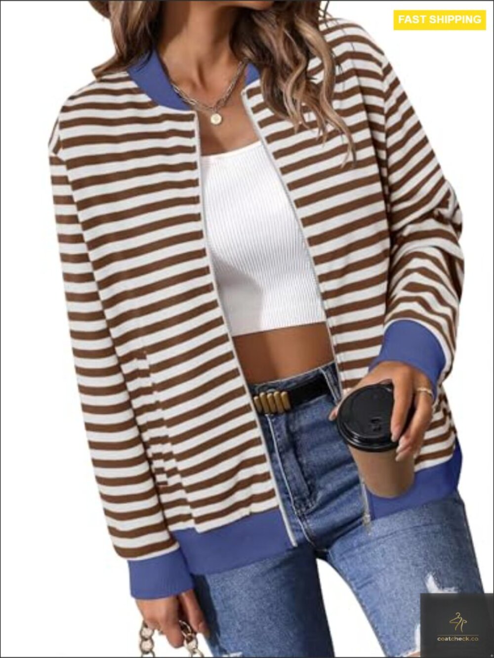 Women Windproof Zip Up Jacket Lightweight Long Sleeve Casual Coat with Pockets - Picture 4 of 7